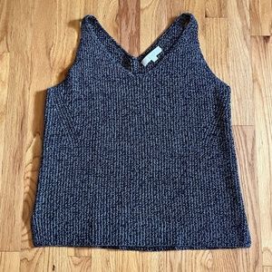 Loft Black & White Marled Knit Tank Top